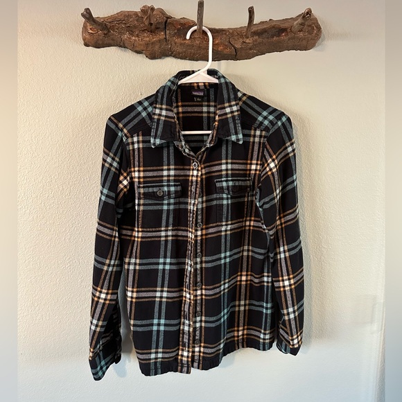Patagonia Fjord Flannel - navy, teal, golden/tan - Picture 1 of 3